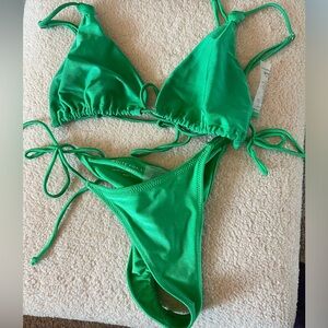Green white fox bikini